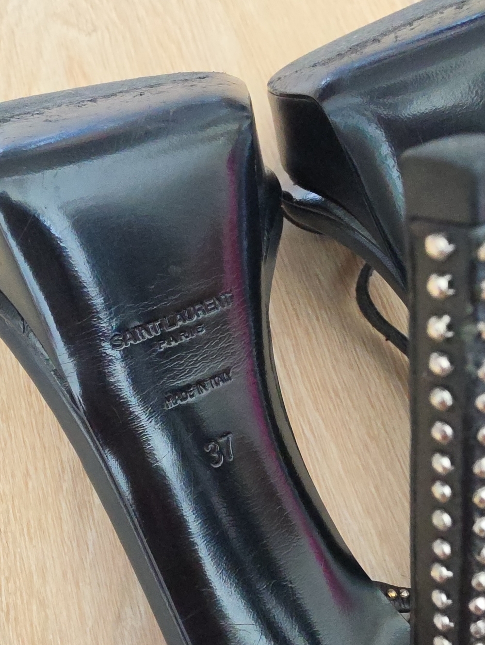 Saint Laurent 'Jane' Double Strap Studded Sandals - Picture 8 of 11
